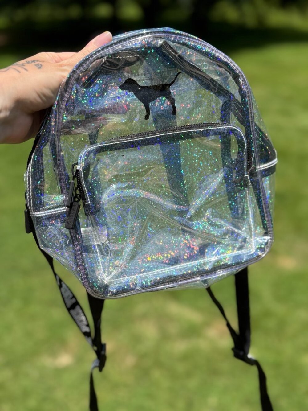 PINK Clear Glitter Mini Backpack Y2K Coquette Festival Concert Chic 3744